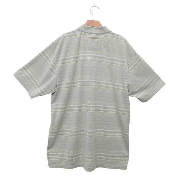 Straight Down Golf Polo Shirt 1/4 Button Striped Slits Green Mens Size XL - Picture 2 of 10